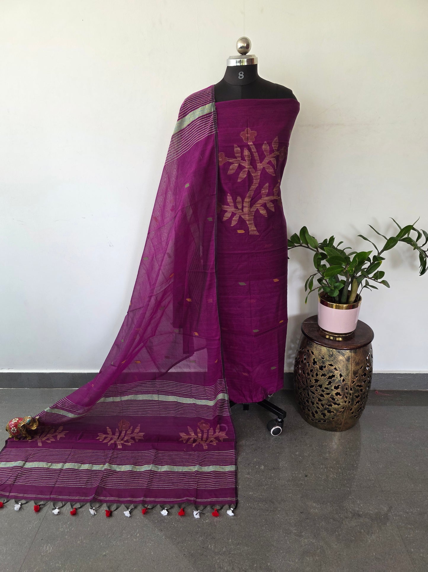 Semi muslin jamdhani salwar set - JMM482