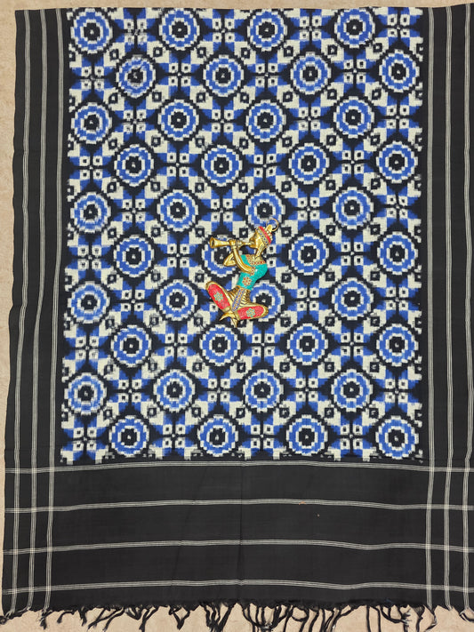 Handloom Telia rumal Double ikkat dupatta-NV549