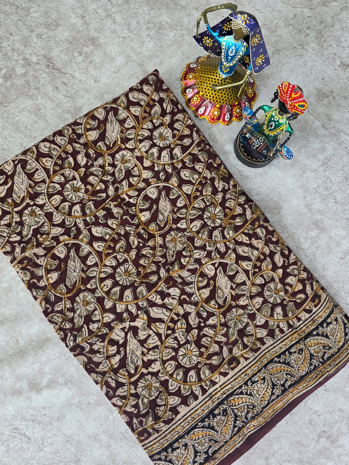 Handblock pure kalamkari cotton saree  - HS4