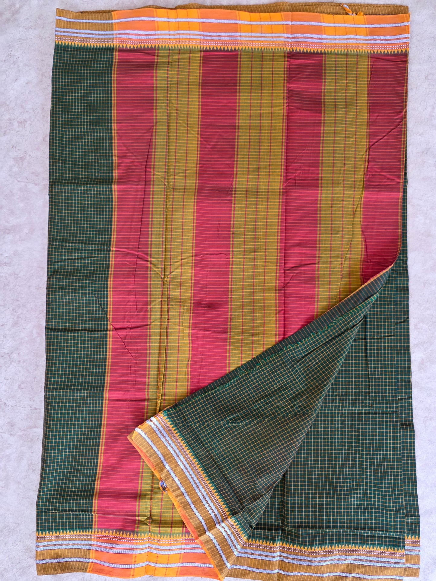 Mercerised checked narayanapet saree - NA198