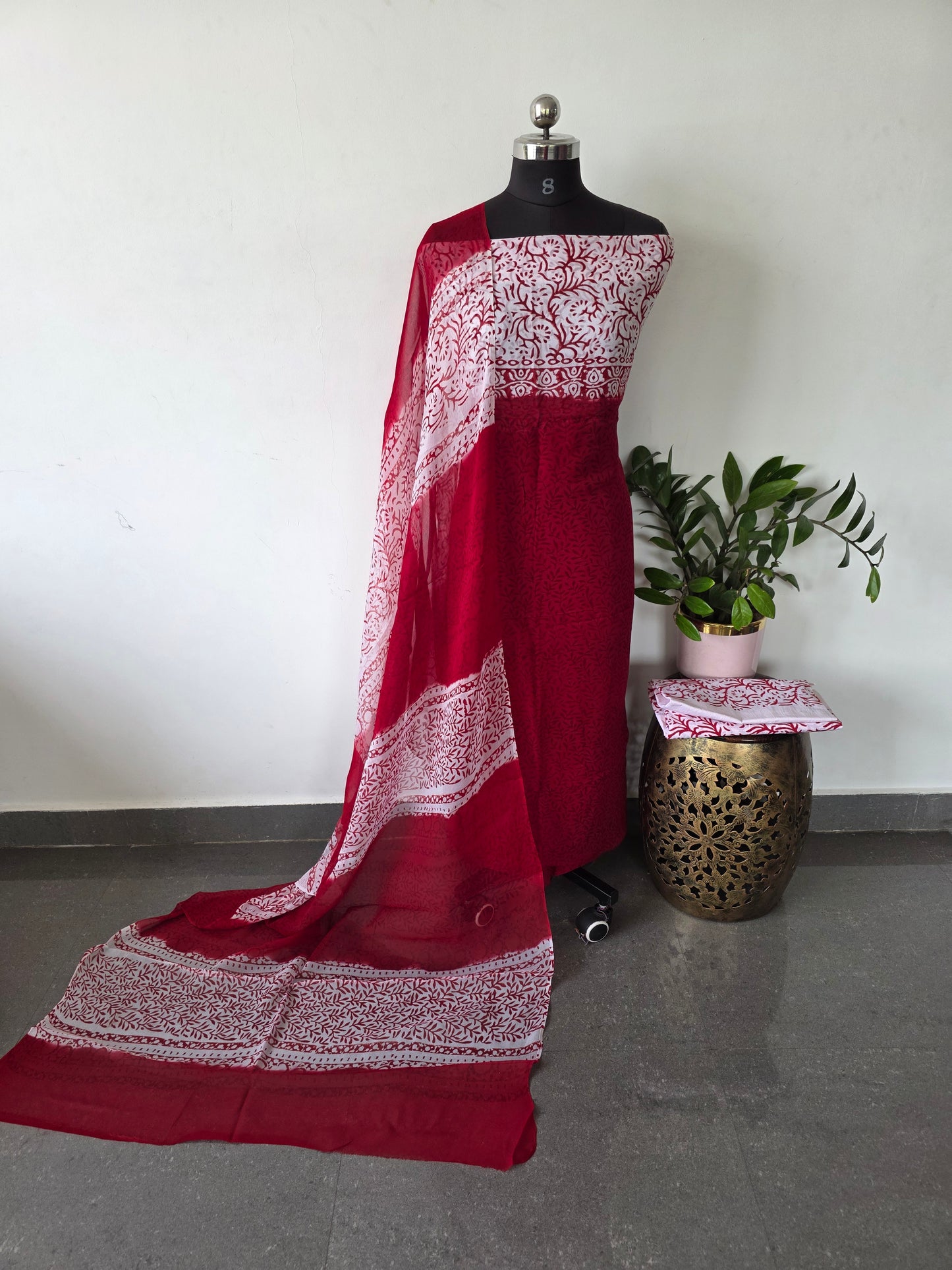 Handblock georgette salwar set - GE198