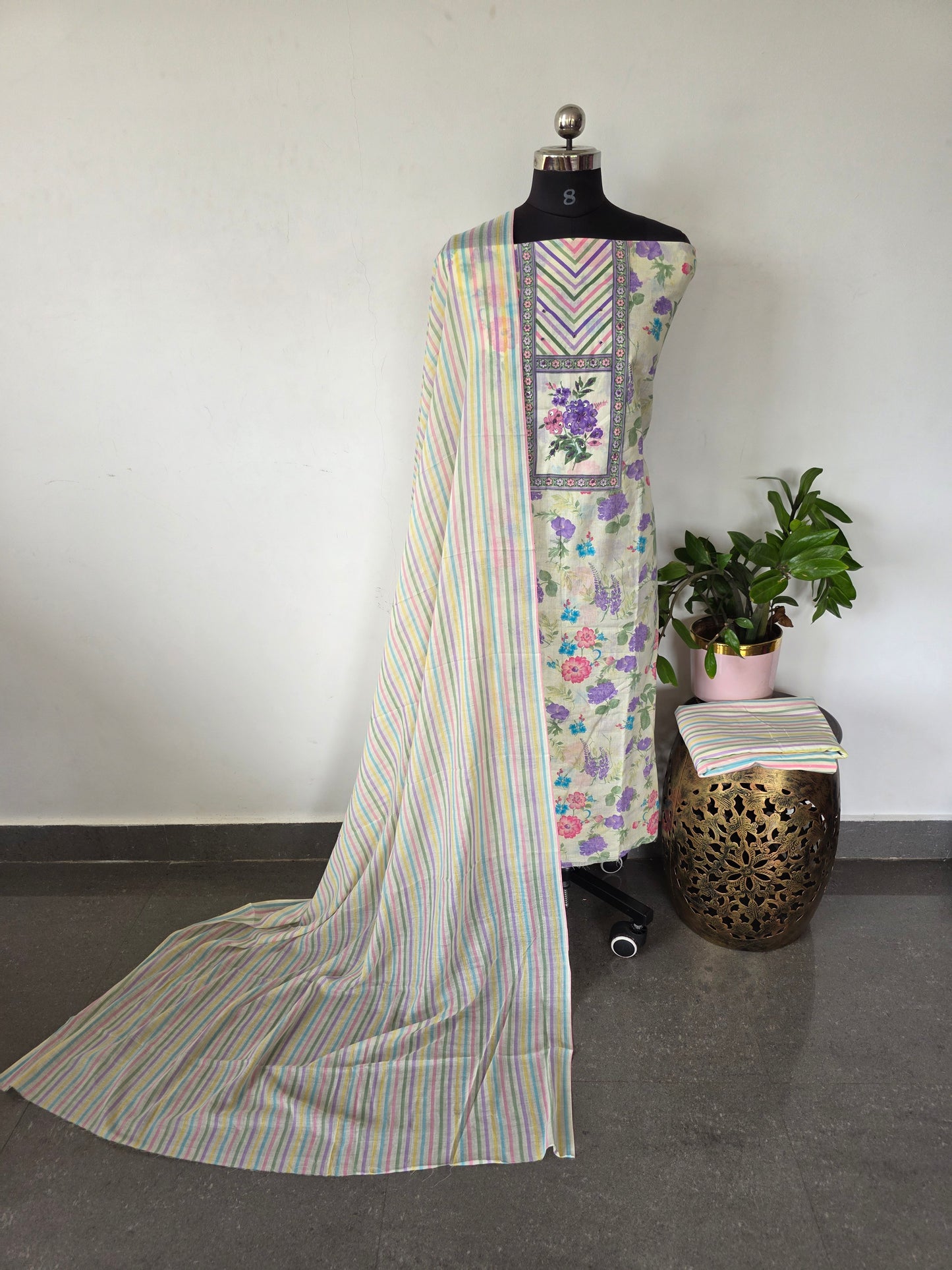 White floral Pure cotton set - BA303
