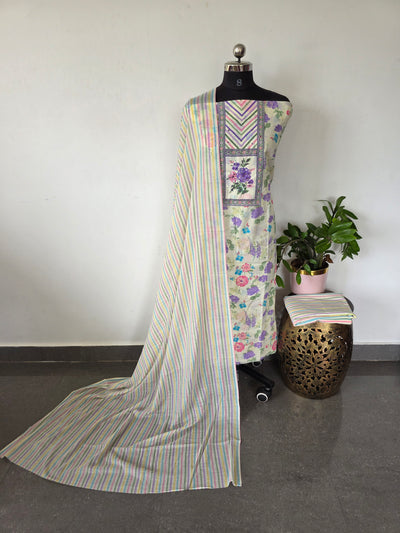 White floral Pure cotton set - BA303