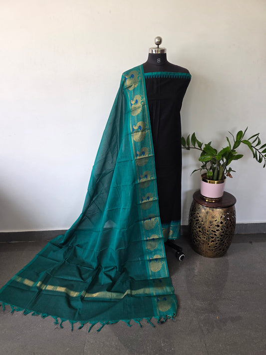 Premium chettinadu cotton salwar set (black) - CK138