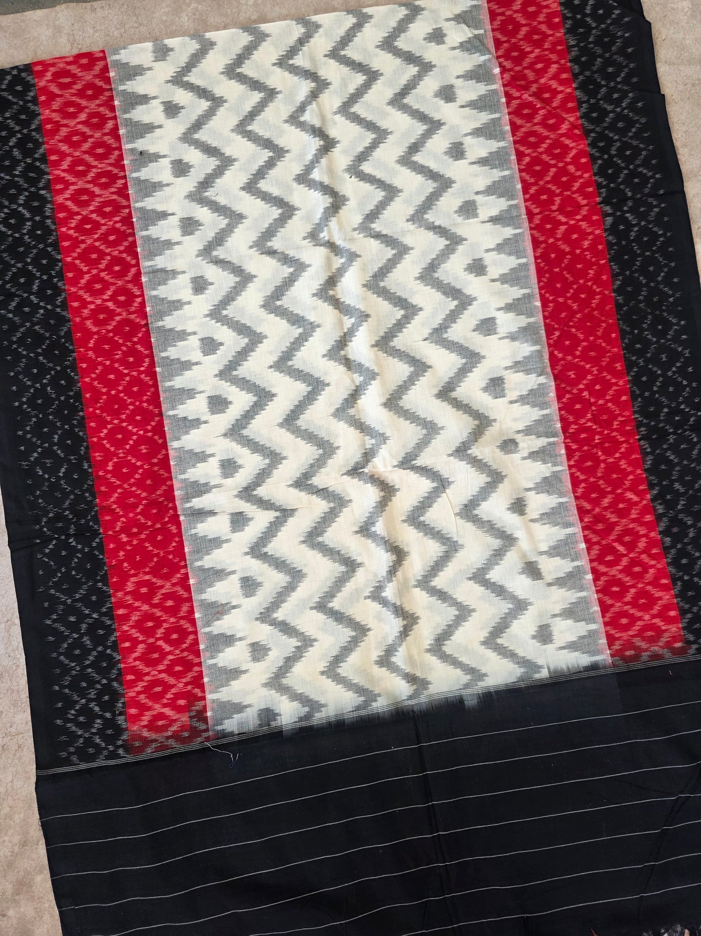 Handloom  mercerised weft ikkat duppatta  - KK144
