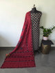 Handcrafted ajrakh cotton top with kantha applique cotton shawl - BAA72
