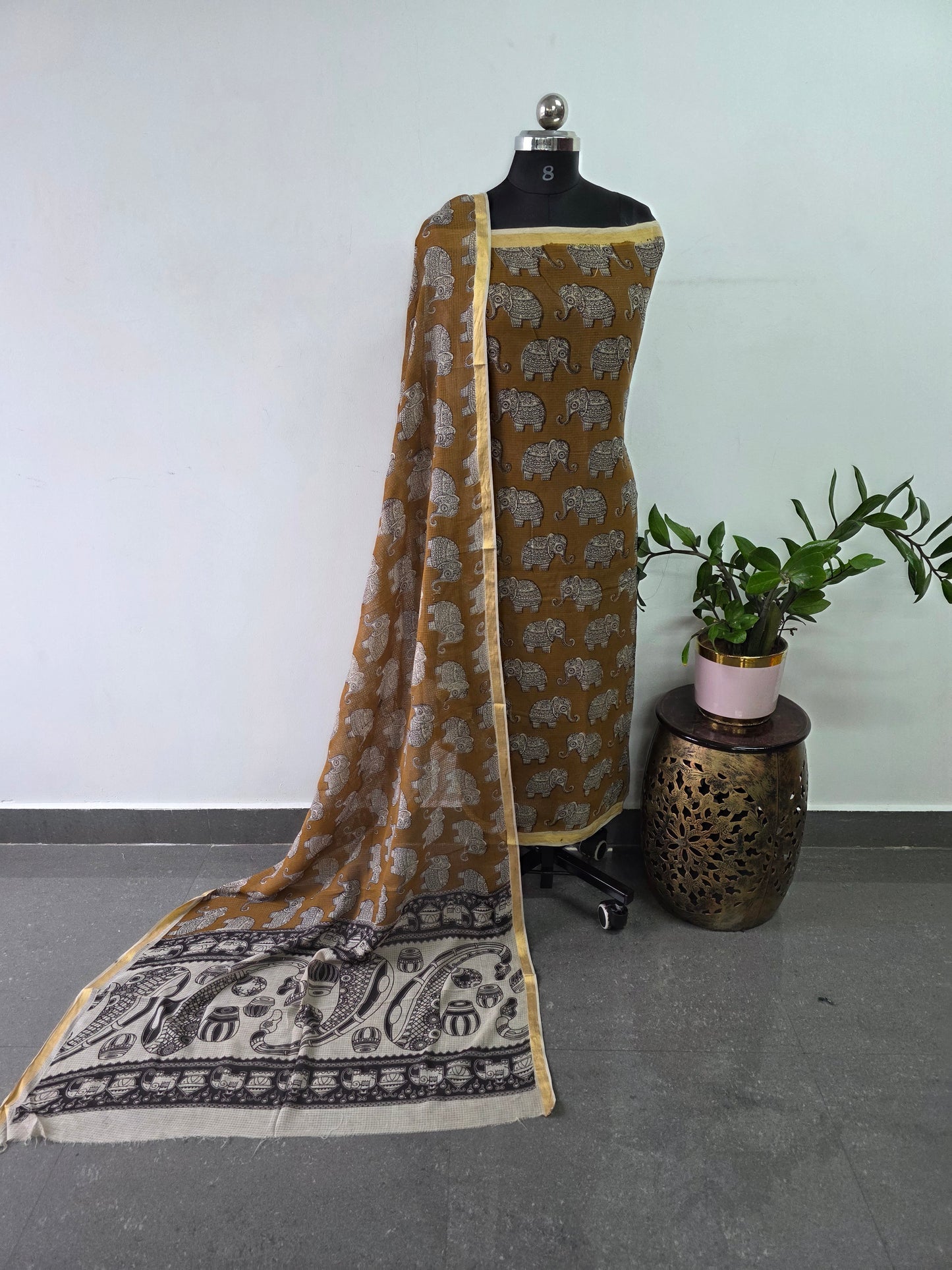 Handcrafted Kota kalamkari set (2 pc set )- AK305