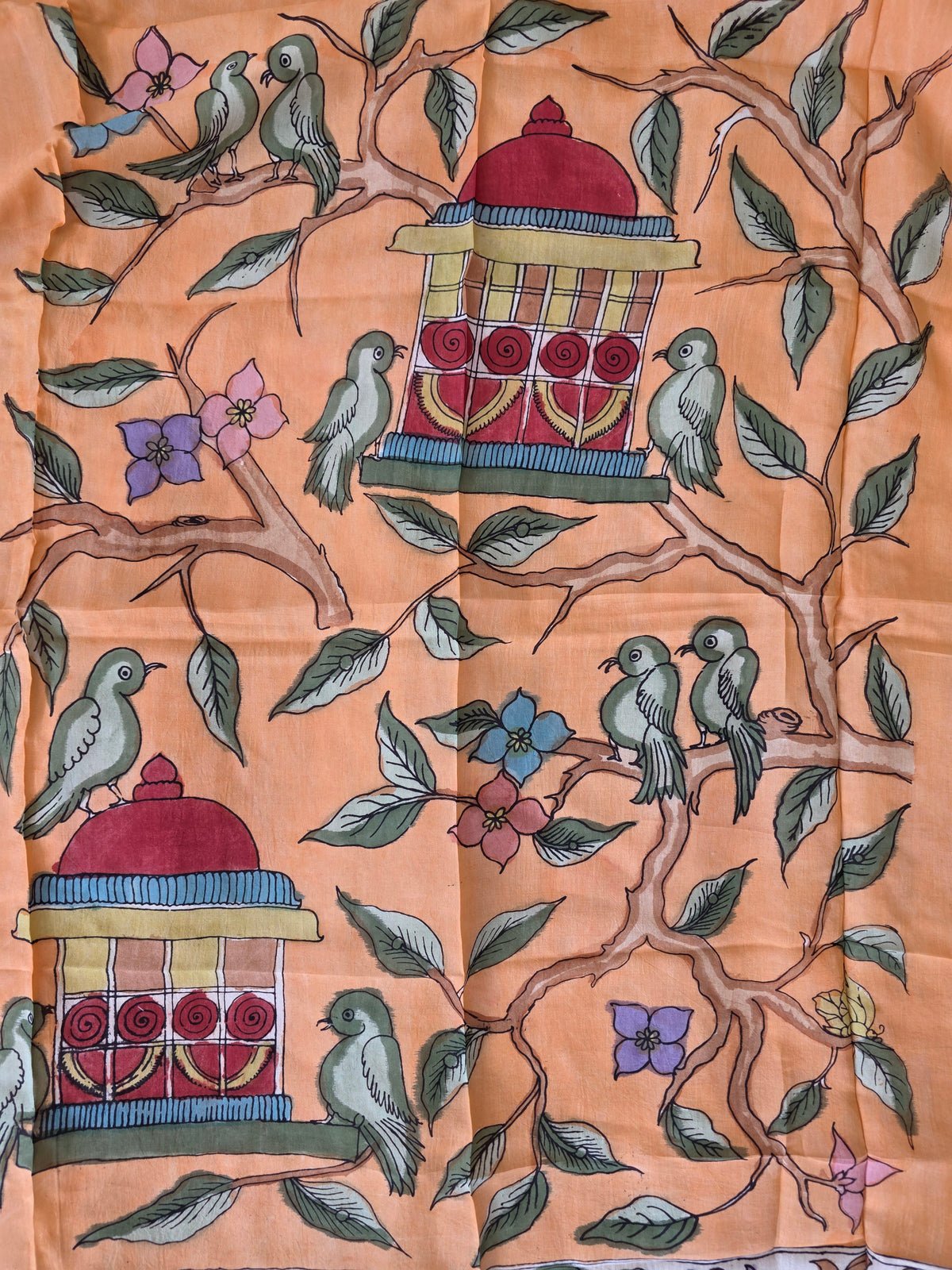 Handcrafted Penkalamkari bangalore silk set -KH231
