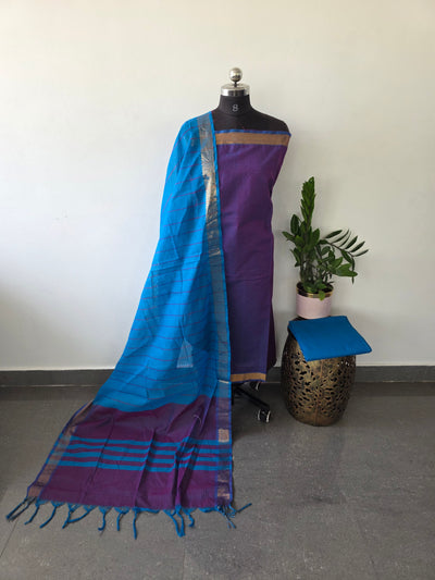 Handloom cotton with mangalagiri border salwar - MAA124