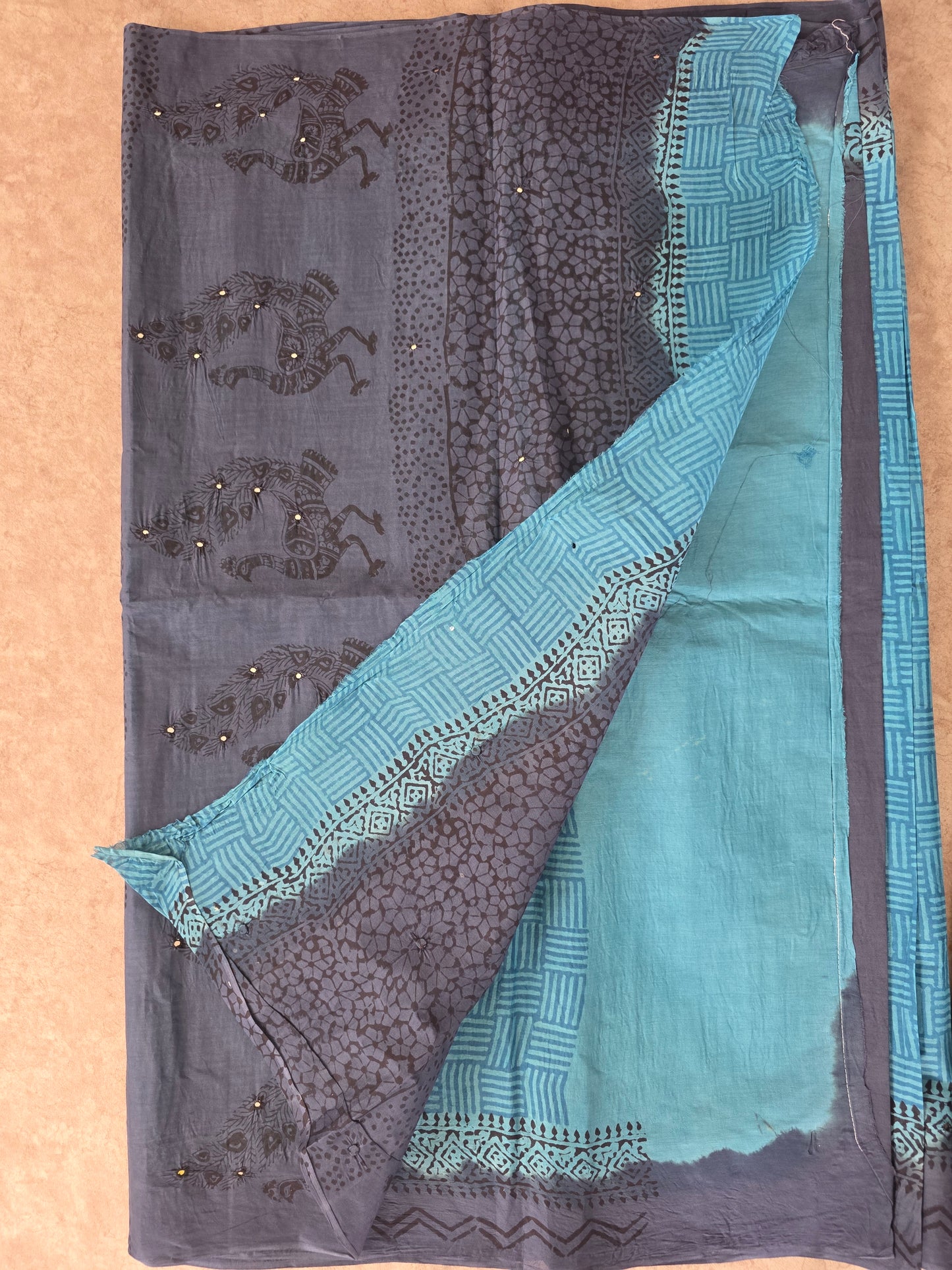 Handblack cotton saree - GE228