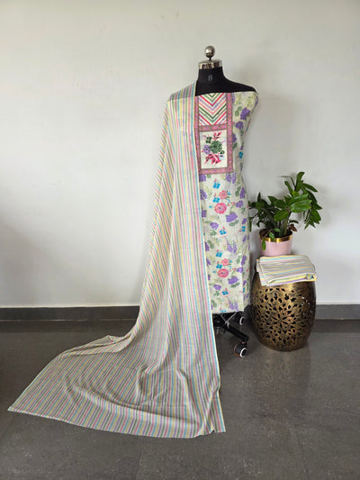 White floral Pure cotton set - BA301