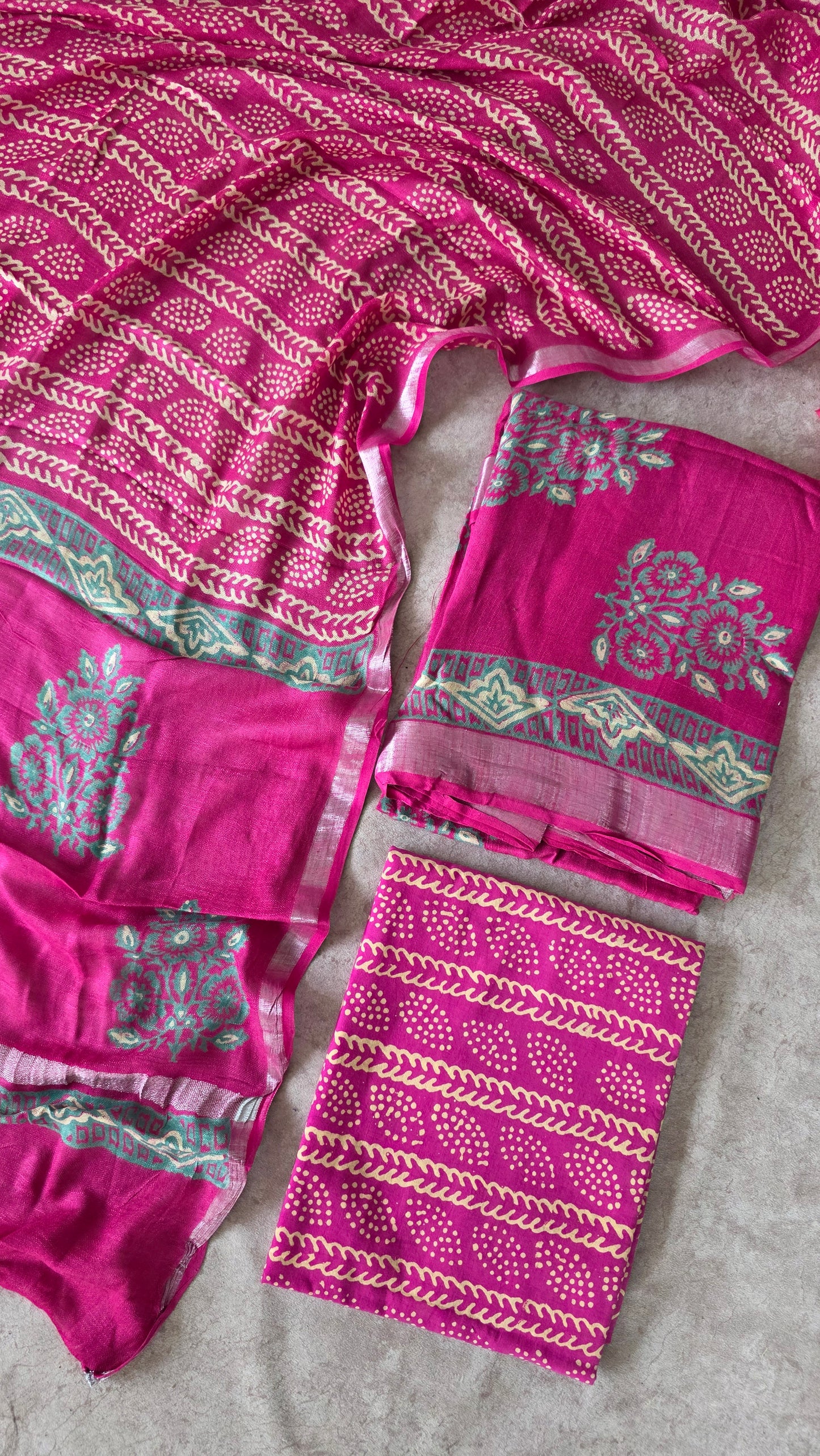 Handblock Jaipuri linen cotton set - JA744