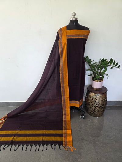 Mercerised narayanapet salwar set (brown)(4.5 meters) - NA584