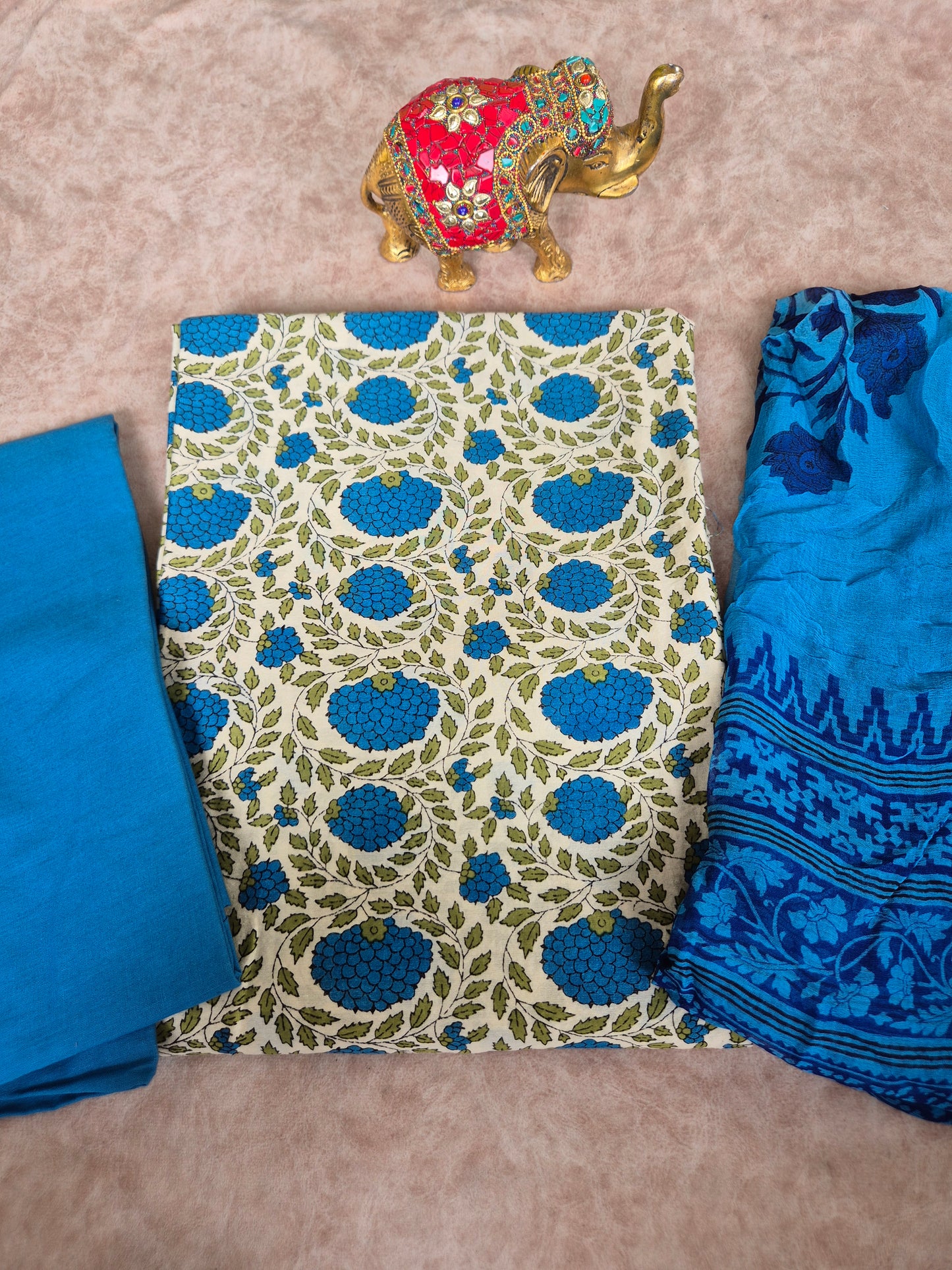 Chanderi silk set with chiffon shawl