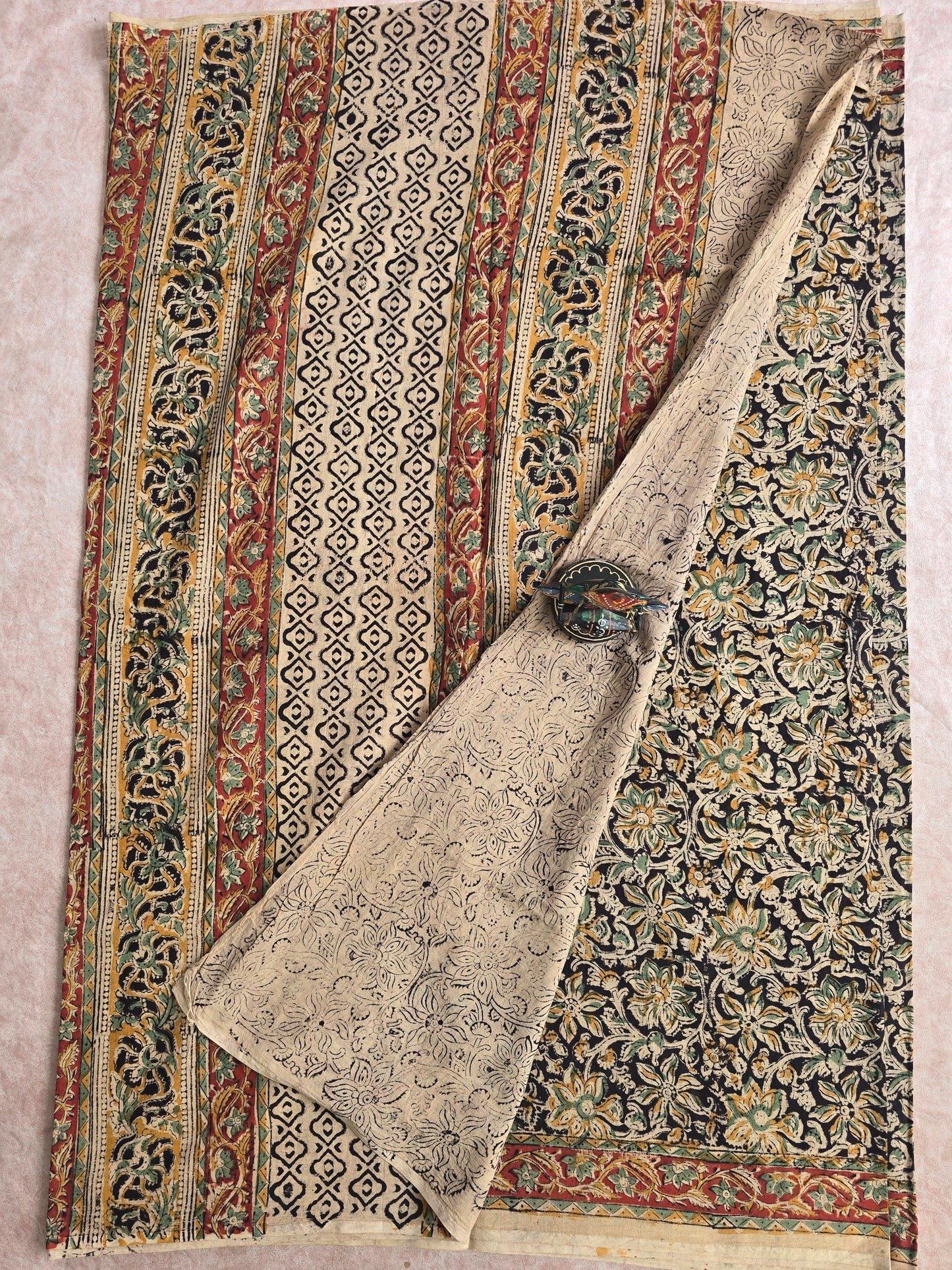 Handblock pure kalamkari cotton saree - HZ7