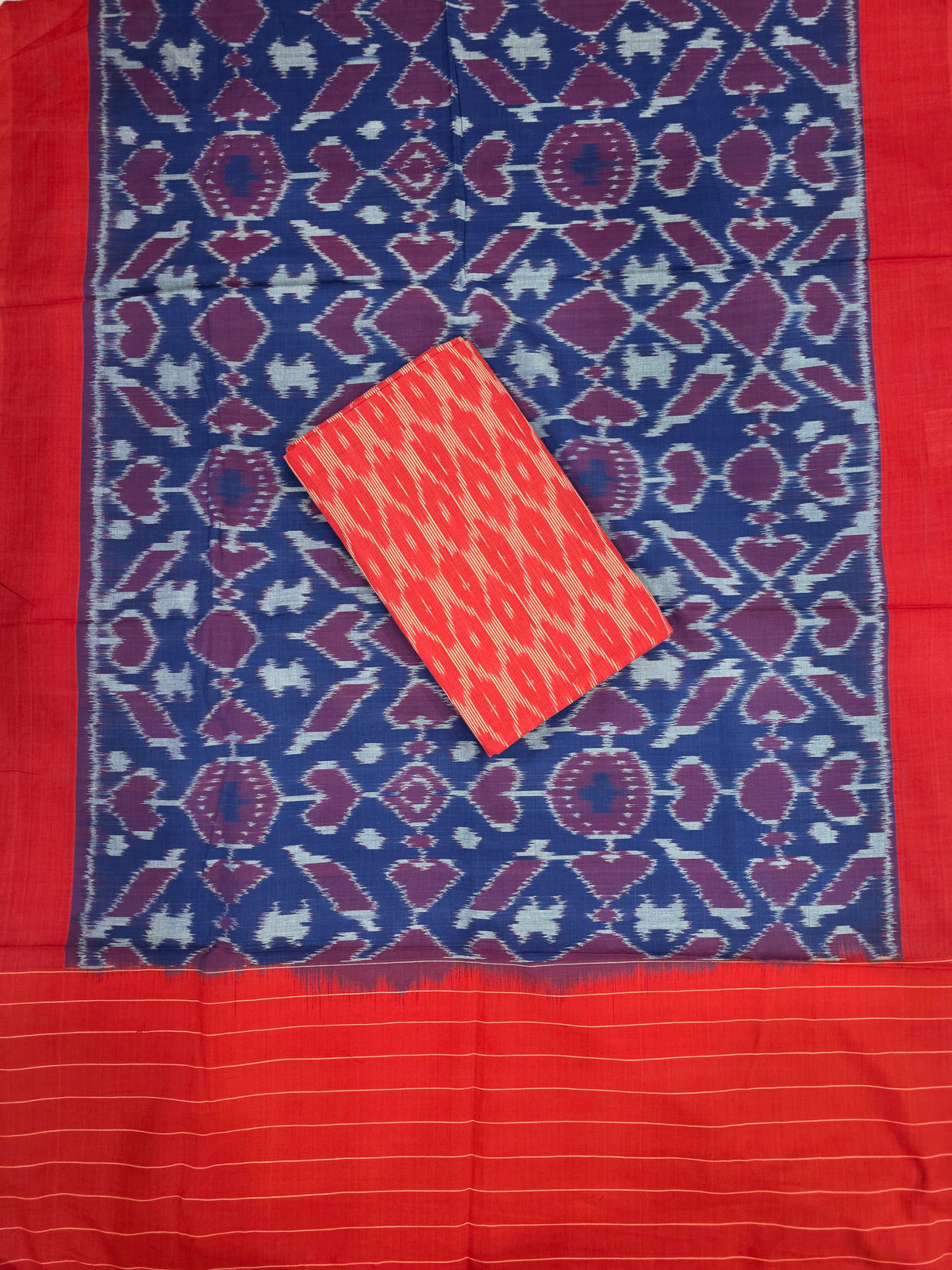 Ikkat cotton with Handloom Mercerised ikkat duppatta - WW851