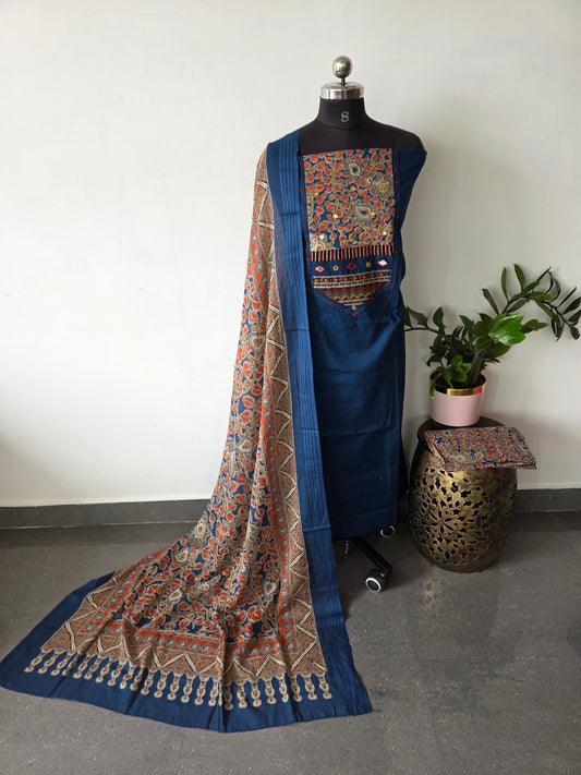 Premium cotton Handwork embroidery with kalamkari salwar - AS34