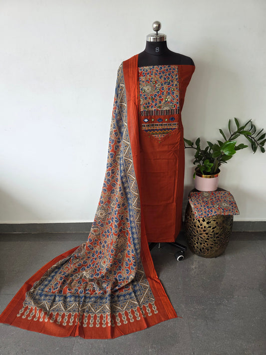 Premium cotton Handwork embroidery with kalamkari salwar - AS37