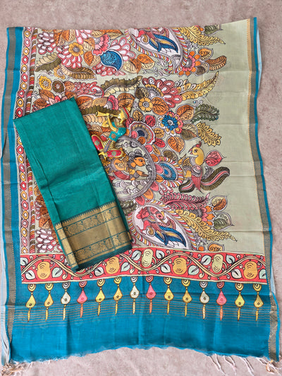 Handloom mangalagiri silk top with pure mangalagiri digital silk shawl - ML23