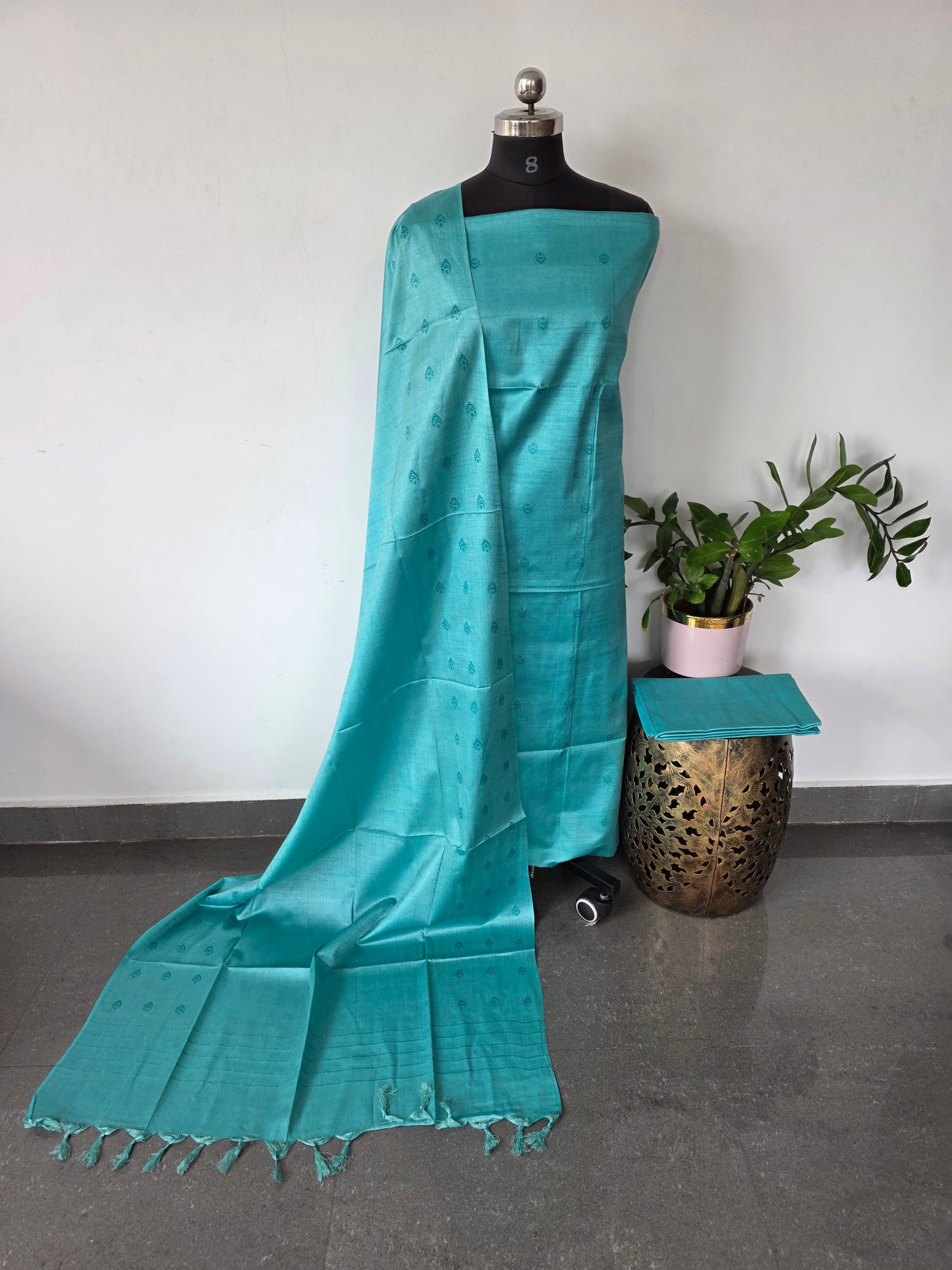 Bhagalpuri dupion dobby weaving silk set - BA487