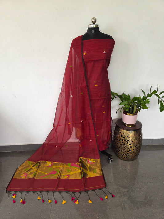 Handloom muslin paithani jamdhani set - JMM357