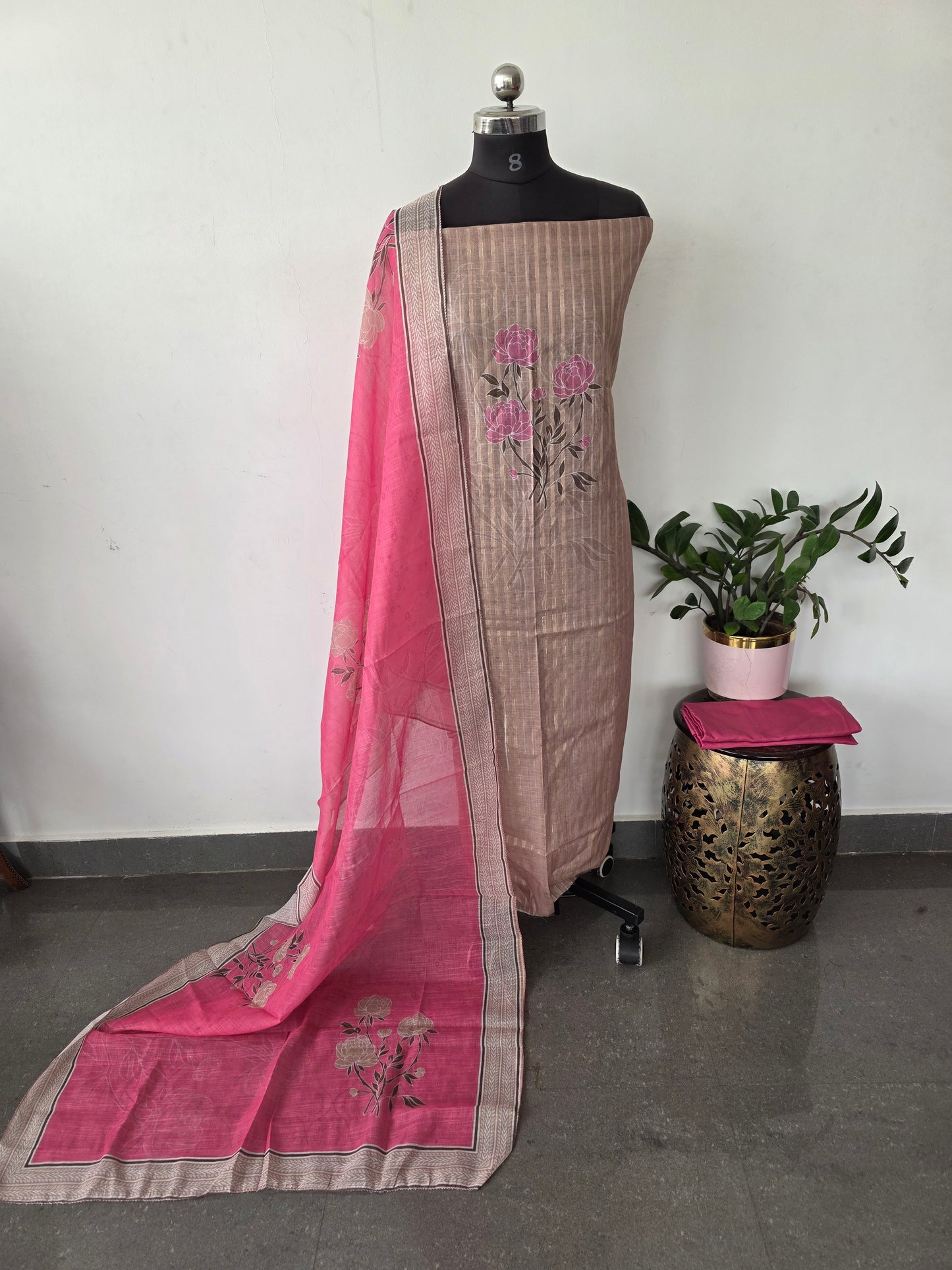 Fancy silk with zari lines- DM140