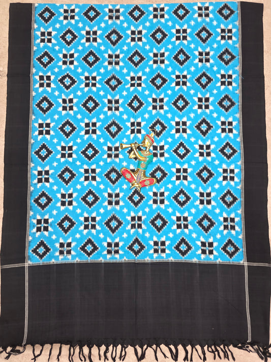 Handloom Telia rumal Double ikkat dupatta-NV584