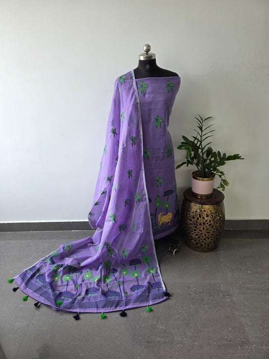 Silk cotton jamdhani set - AV38