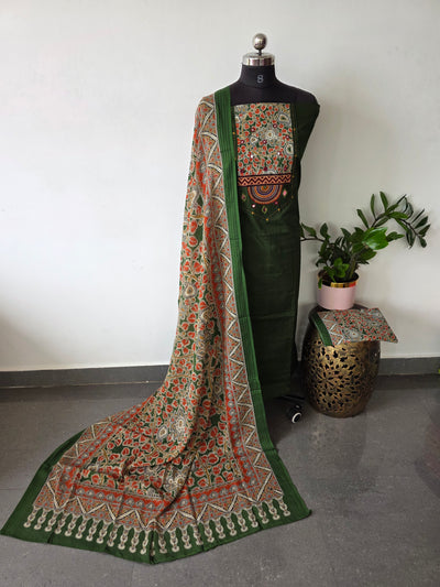 Premium cotton Handwork embroidery with kalamkari salwar - AS38
