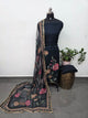 Glass organza viscose handwork silk set (Blue)-FC63