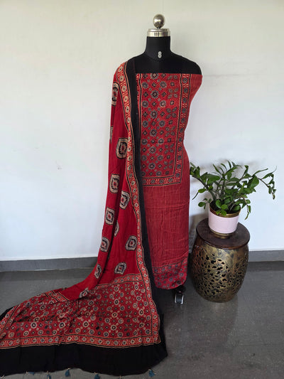Handcrafted ajrakh modal silk set -HZ319