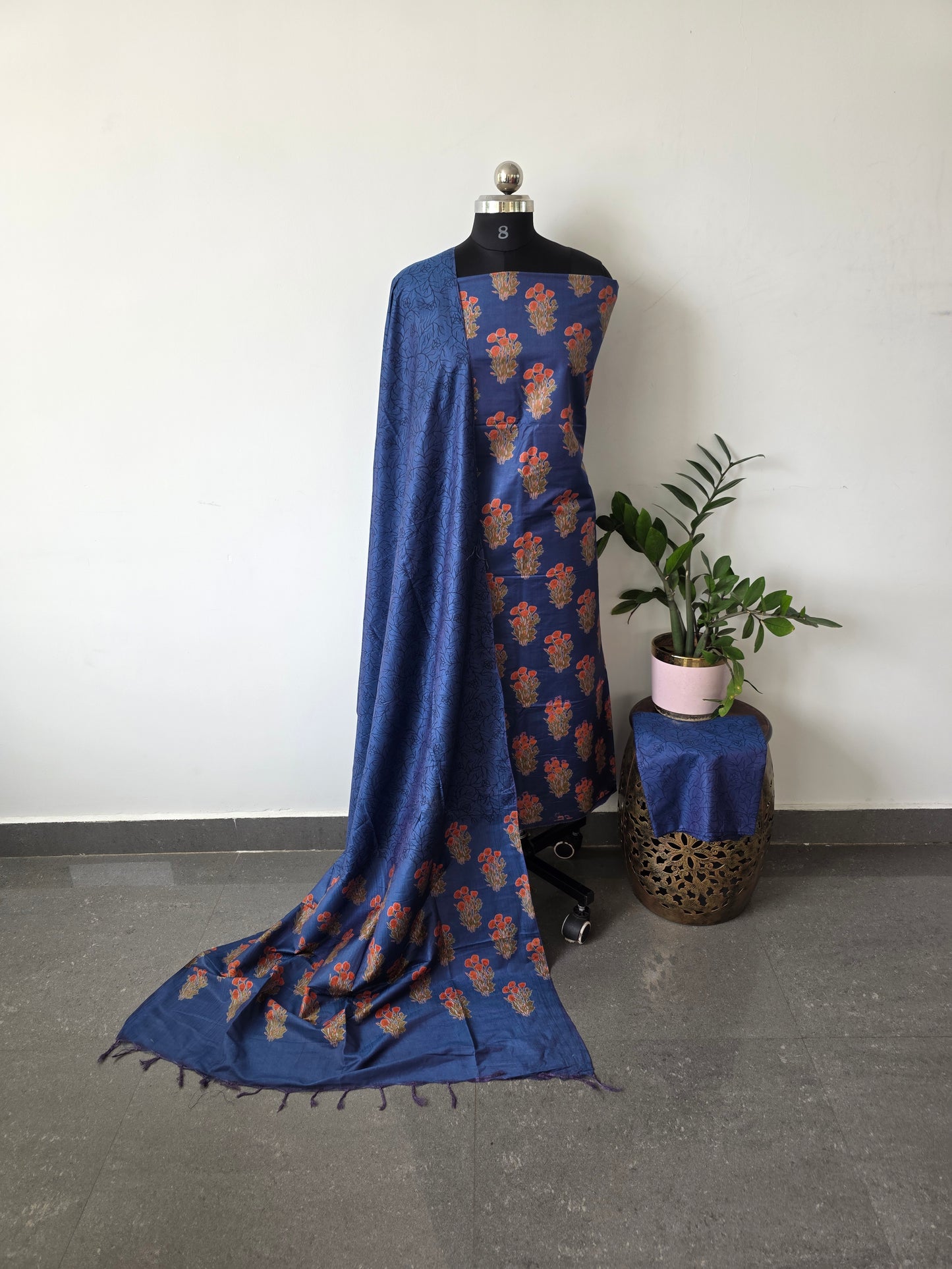 Katan ajrakh silk set - FN9