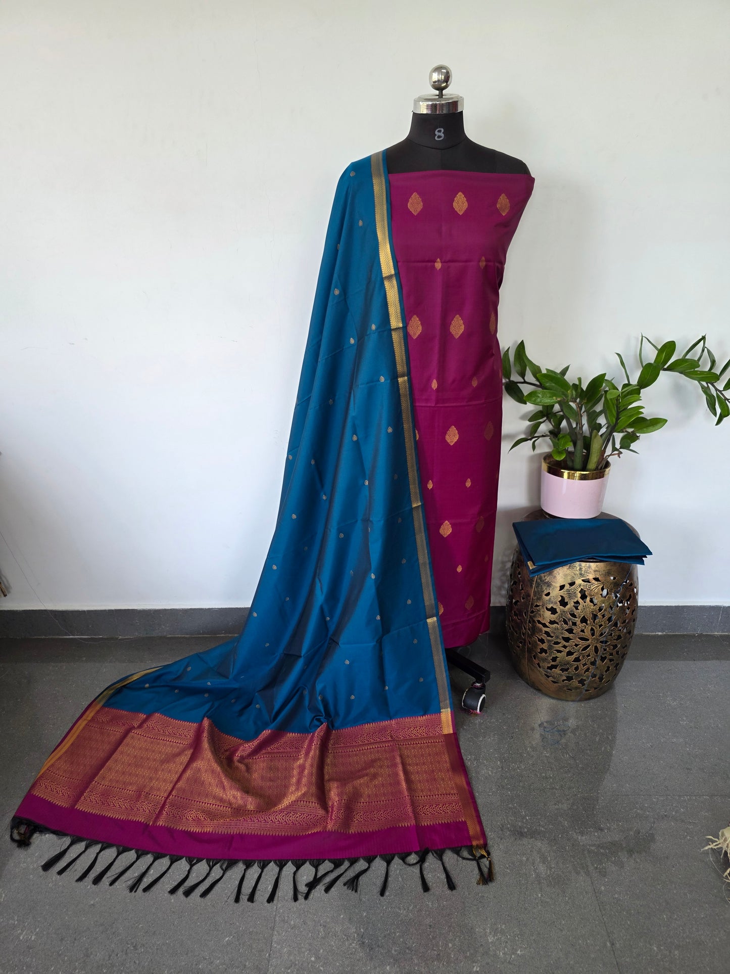 Kanchivaram semi softsilk salwar set - KS33