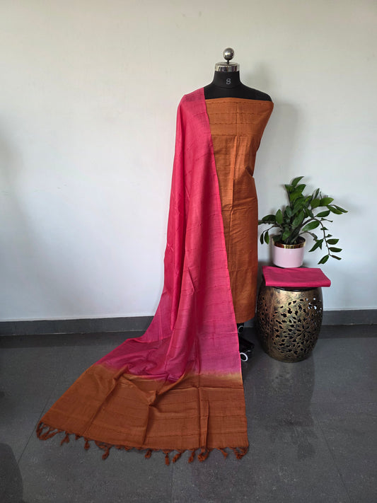 Bamboo tussar Bhagalpuri silk set - BA195