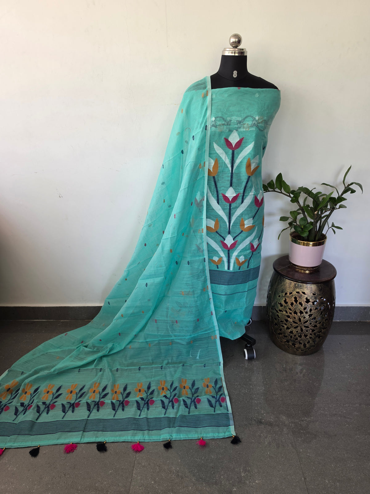 West Bengal Silk cotton jamdhani set - AV385