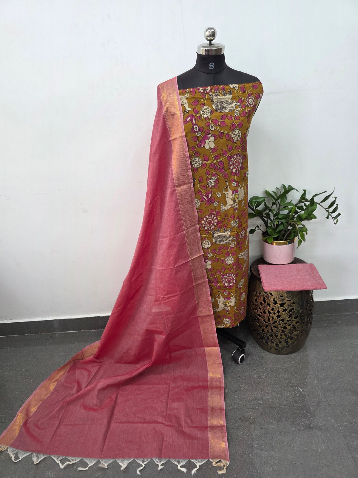 Kalamakari nizam border cotton set-AK554