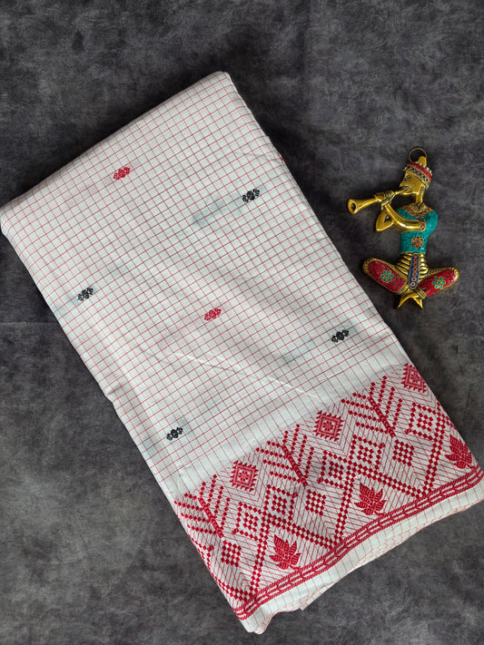 Prewashed Jamdhani Checked south cotton running material (0.5 mtrs)  - HRM207