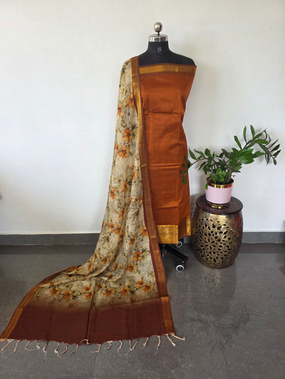 Handloom mangalagiri silk top with pure mangalagiri digital silk shawl - ML55