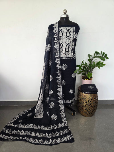 Batik pure cotton salwar set (black) - BA370