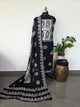 Batik pure cotton salwar set (black) - BA370