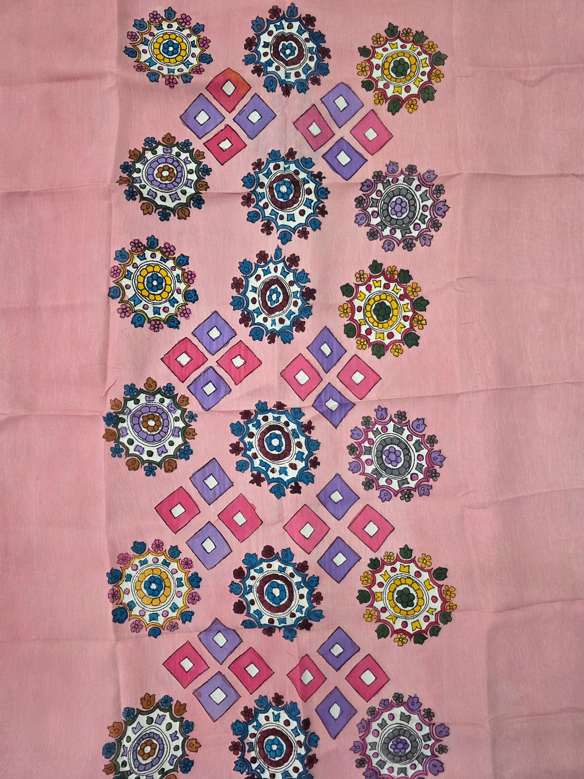Kalahasthi Handcrafted Penkalamkari bangalore silk set -KH277
