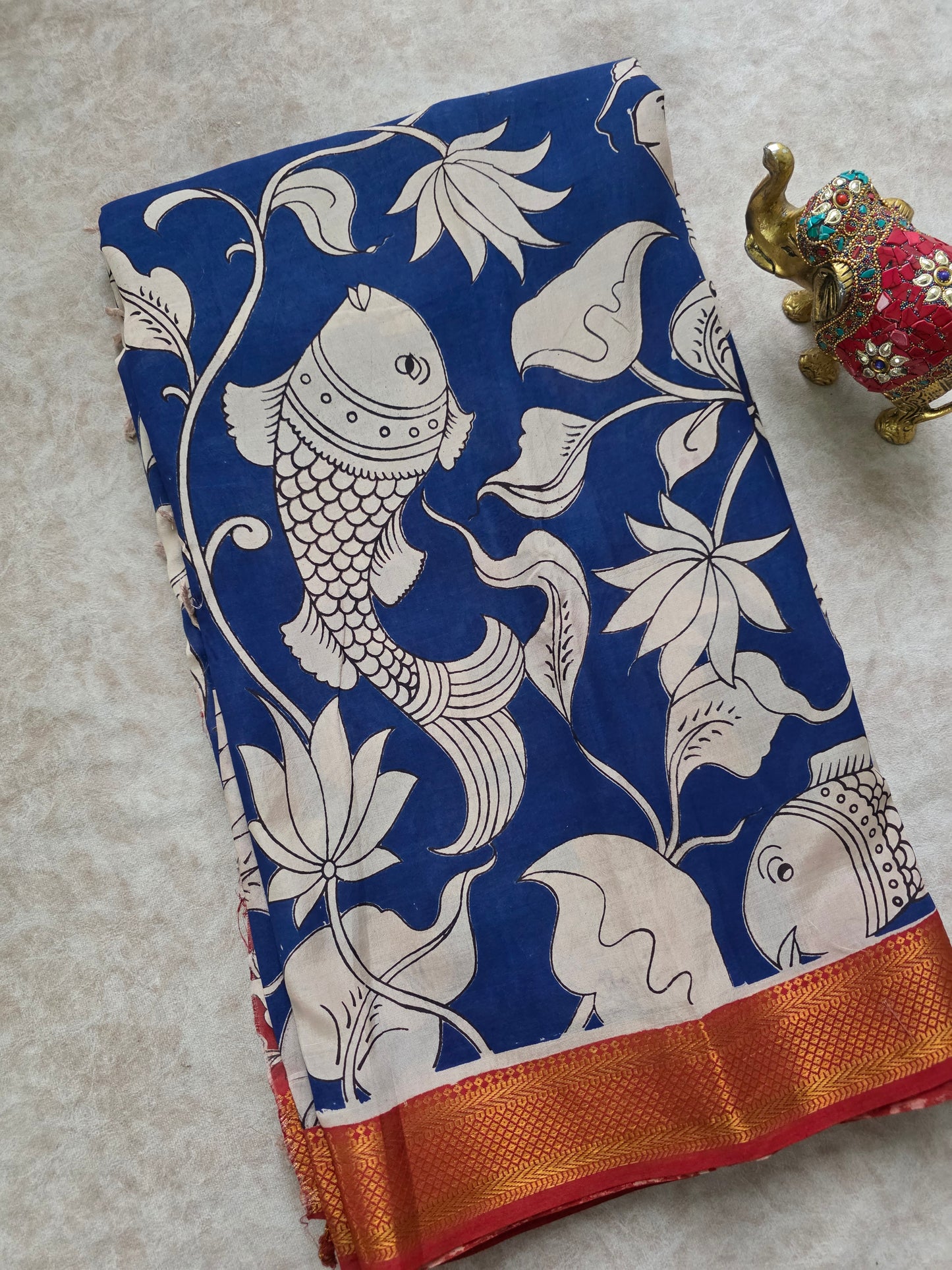 pure chennuri kalamkari silk saree with nizam border - KQ6