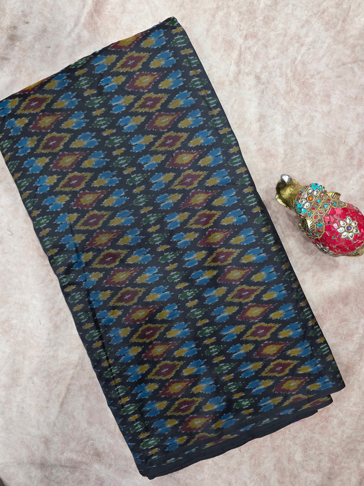 Pochampally dubbian ikkat silk running fabric - WW139