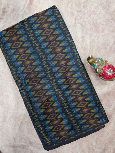 Pochampally dubbian ikkat silk running fabric - WW139