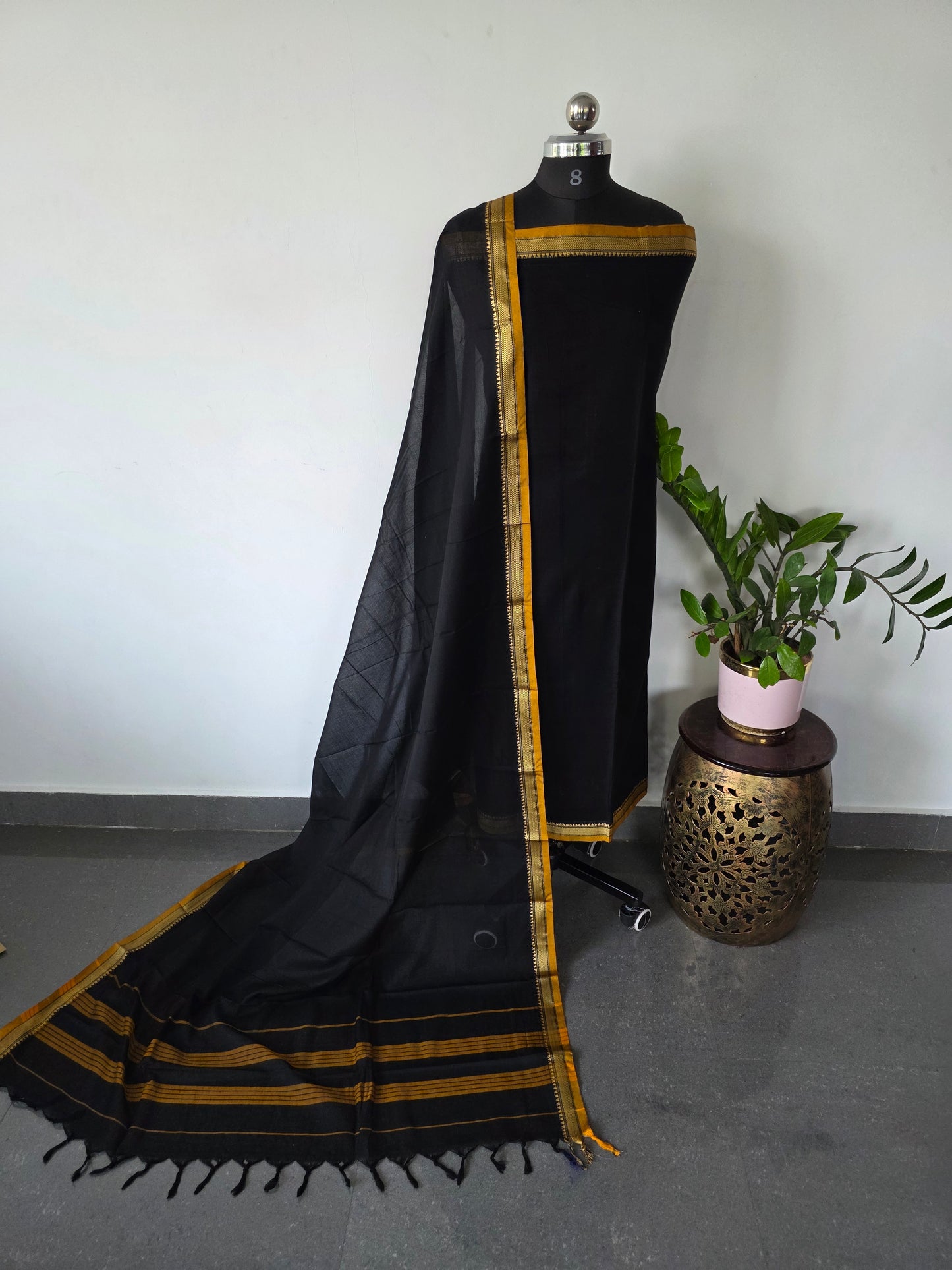 Mercerised  narayanapet salwar set  (4.5 meters)(black)- NA301