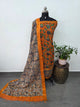 Mangalagiri kalamkari fusion gap border silk set-AK562