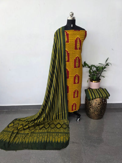 Handcrafted hakoba ajrakh cotton set -HZ342