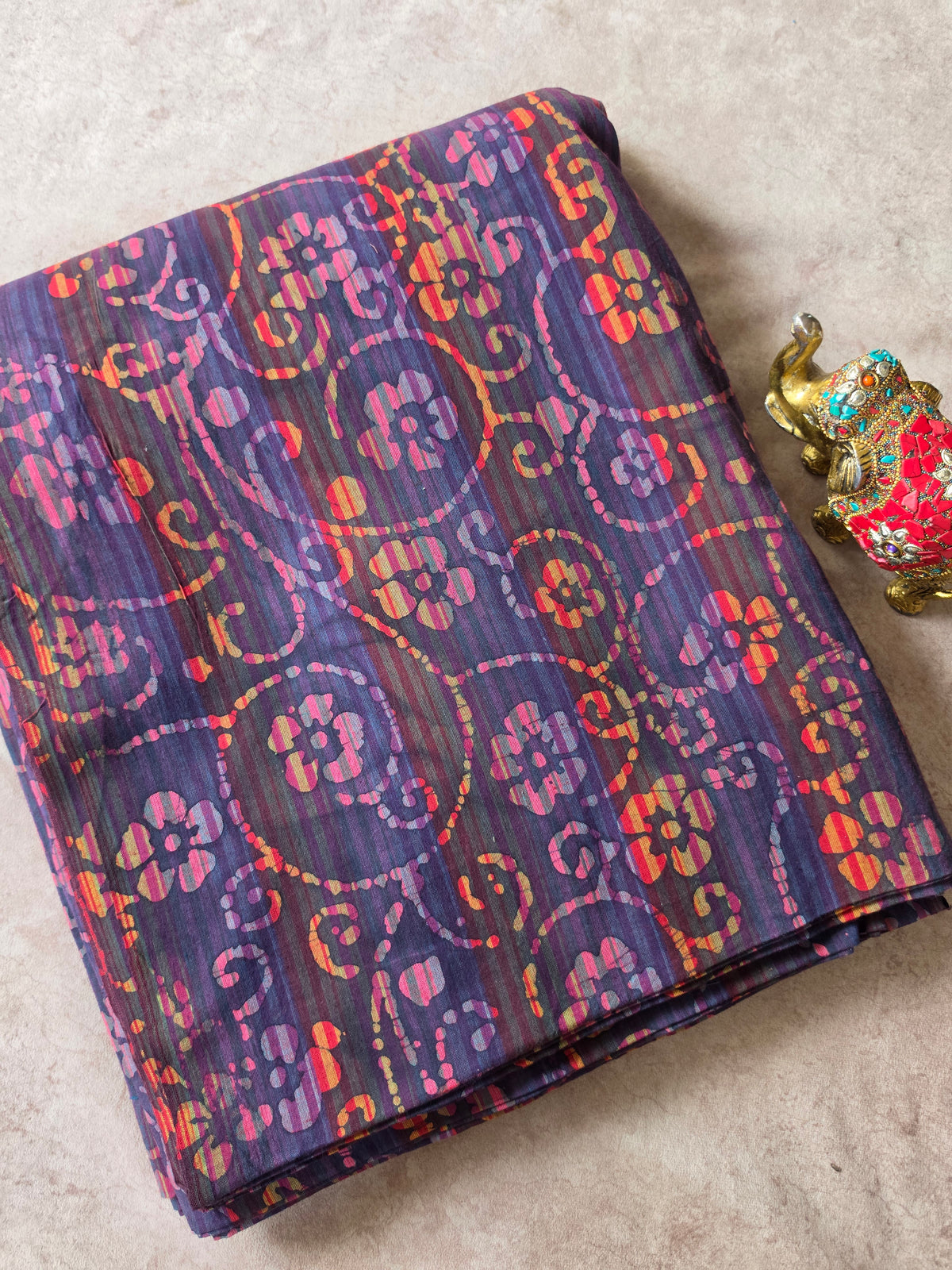 Handcrafted batik checked cotton running material -HB64