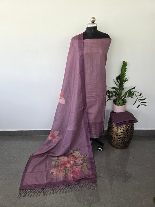 Premium semi tussar silk set with cutwork duppatta - TA34