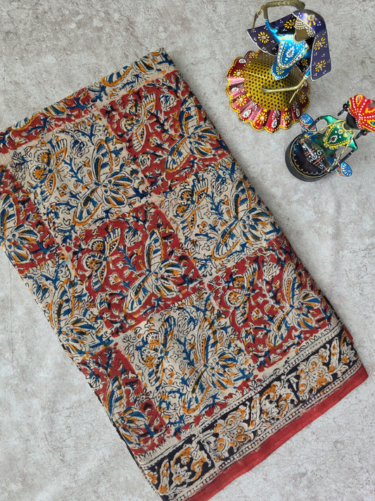 Handblock pure kalamkari cotton saree  - HS9